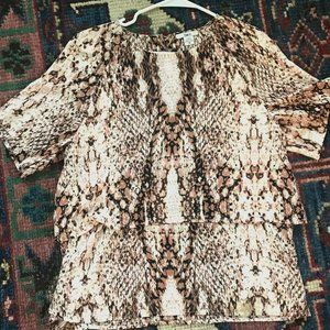bar III pink and brown snakeskin blouse